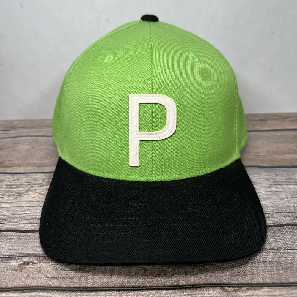 Puma Golf Snapback Hat Cap Lime Green Black 2tone 110 Flex Fit OSFA